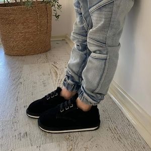Emu Australia Fenner Black Suede Merino Wool Lined Shoes Size Kids 13 K12611 NIB